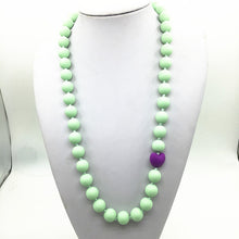 Food grade silicone teething heart beads necklace for mom  baby silicone nu