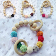 Baby Newborn Kids Teething Chewie Natural Round Wood Bracelet Mom Wooden Te