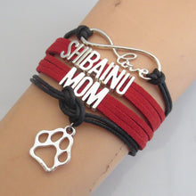 drop shipping Custom Black with Red Leather Handmade Shiba Inu Mom Dog Paw