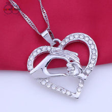 SUSENSTONE 2017 Fashion heart shaped Finish Mom Baby Hands  Necklace Mother