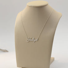 925 Solid Silver Name Necklace with Crystal Custom Nameplate Pendent Mom Gi