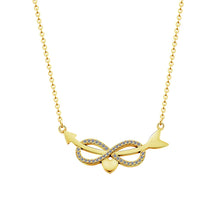 Arrow Through CZ Infinity Sign Heart Pendant Necklace For Women Love Jewelr