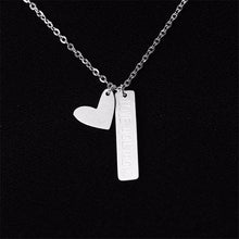 Love You More Bar & Heart Charm Pendant Necklace For Women Romantic Modern