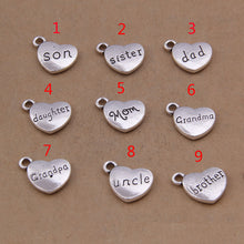 Yage 13*15mm 25pcs Metal Antique Silver Letters Charms,Vintage alloy Heart