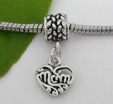 DoreenBeads 10 antique silver "MOM" Heart Charms Slide Pendantss Fit Europe