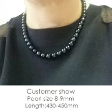 Real Freshwater Pearl Necklace for Wedding,Natural Black Pearl Necklace Rou