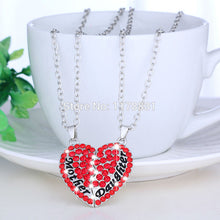 XIAOJINGLING (6 Color) Red/Silver/Purple Rhinestone Crystal Heart Broken Pe