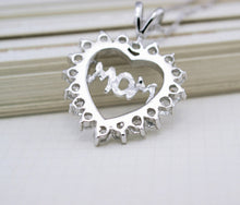 Religious Statement 925 Sterling Silver Vintage Cubic Zircon Heart Crystal