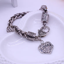 Mom Gift Charm Rhinestone Heart Bracelet Letters MOM SISTER NANA MIMI DAUGH