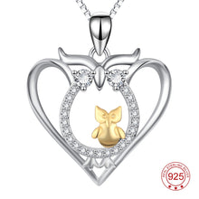 YFN Genuine 925 Sterling Silver Owl Pendant Mother Child Necklace Fashion J