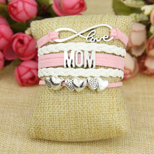 Infinity love mom bracelet heart charm Rope Bracelet for women jewelry Leat