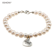 Silver plated freshwater real pearl bracelet for women pendant with letter