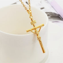 Real Golden Filled Crucifix Jesus Cross Pendant Jupiter Ascending Cross Nec
