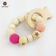 Let's Make Fish Wooden Teether Chew Beads Baby Rattle Teether Nattural Raw