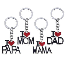 Creative I Love MOM DAD MAMA And PAPA Keychain Red Love Heart Pendant Key C