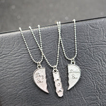 3 pcs Carving Big Sis MOM Little Sis Love Broken Heart Pendant Necklaces Sp