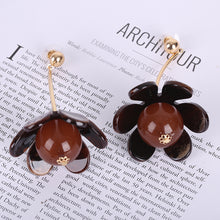 LILIE&WHITE 3D Acrylic Flower Drop Earrings For Women Marble Efffect Two Co