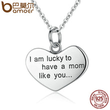 BAMOER 925 Sterling Silver Engrave Lucky To have A Mom Like You Baby Feet P