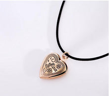 MOM Birthday Gift Photo Settings Black Leather Chain Floating Locket Heart