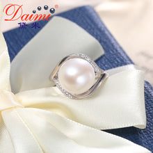 DAIMI Huge Pearl Ring 10 11mm White Freshwater Pearl & Sterling Silver Adju