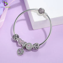 2017 New Original 925 Sterling Silver Heart Bangles & Bracelet with Mom Pen