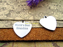 20pcs  stainless steel charms "world's best mom/aunt/dad/grandma/granny/mim
