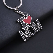 Bespmosp Vintage I Love MOM PAPA Red Heart Keyrings Keychain Family Party F