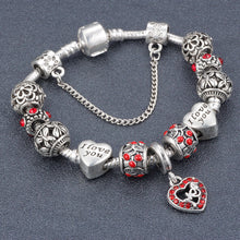 SPINNER Mom dangle heart charm bracelet women fit snake chain brand bracele