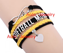 6Pcs/Lot Softball Mom Infinity Bracelet Black/yellow Make Your Own Design F