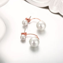 2017 New arrivals double pearl white pearl drop earrings rose gold hot sale