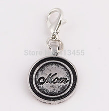 20pcs/lot Silver " mom " Tagged family words Charms Pendant with Lobster cl