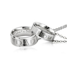 Fashion Charm Stainless Steel MOM DAD Pendant Necklace Carved Letters Love