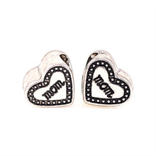 10 Pcs a Lot Silver Alloy Heart Shape Mom Letters DIY Big Hole Beads Spacer