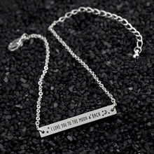 Wholesale 10pcs I LOVE YOU TO THE MOON & BACK Letter Bracelet Charm Women E