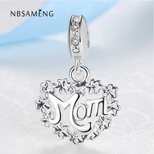 2017 Silver Plated Love Heart Mom Beads With Crystal Pendant Beads Fit Pand