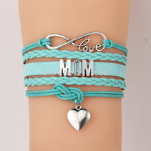 Drop Shipping Infinity Love Mom Bracelets Heart Charm Handmade Velvet Wax R