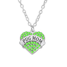 New Fashion 2017 Hotsale Heart In Rhinestone Charm Pug Mom Necklaces Jewelr