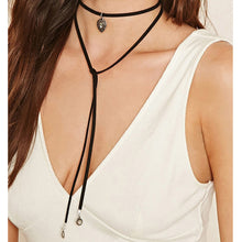 Boho Long black choker velvet jewlery Rhinestone Water Drop necklace Girls