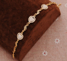 Crazy Feng Gold Color Mother Daughter Crystal Heart Bracelet Bangle Mom Wom