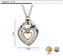 Heart Shaped Mom And Baby Necklaces Mum Son Daughter Child kid Crystal Rhin