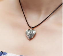 MOM Birthday Gift Photo Settings Black Leather Chain Floating Locket Heart