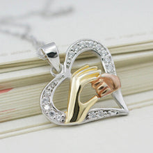 Mother And Child Pendant Gift For Mom Golden Mom Charm Necklace Hand Heart