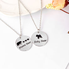 Sweet Family Mama Bear/Baby Bear Necklace Black Enamel Charm For Mom Gift f