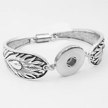 7 Style   flower feathers Retro snap button bracelet for women MOM  (fit 18