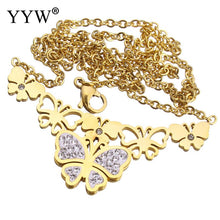 YYW Women Wedding Mom Jewelry Gold color Stainless Steel Flower Charm Dangl