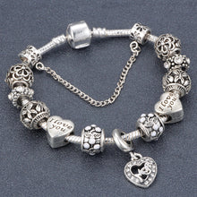 SPINNER Mom dangle heart charm bracelet women fit snake chain brand bracele