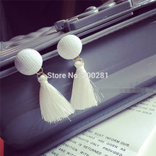 2017 Trendy Black/White Balls Long Tassel Fringe Earrings Handmade Drop Da