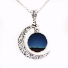 1 Pieces Crescent Moon and Nebula Glass Cabochon Necklace New Moon Pendant