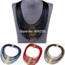 2017 Long Multi layer Mom Necklace Leather Statement Necklace Gold Big Maxi