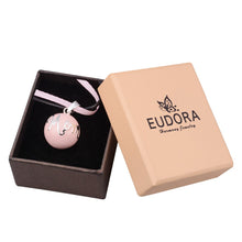 Eudora Harmony Pink Round Mom Bola Pendant Necklace with Ribbon Chain Music